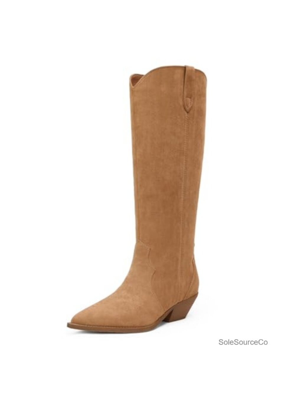 Women's Knee High Boots Pointed Toe Chunky Heel Western Pull-On Riding Boots